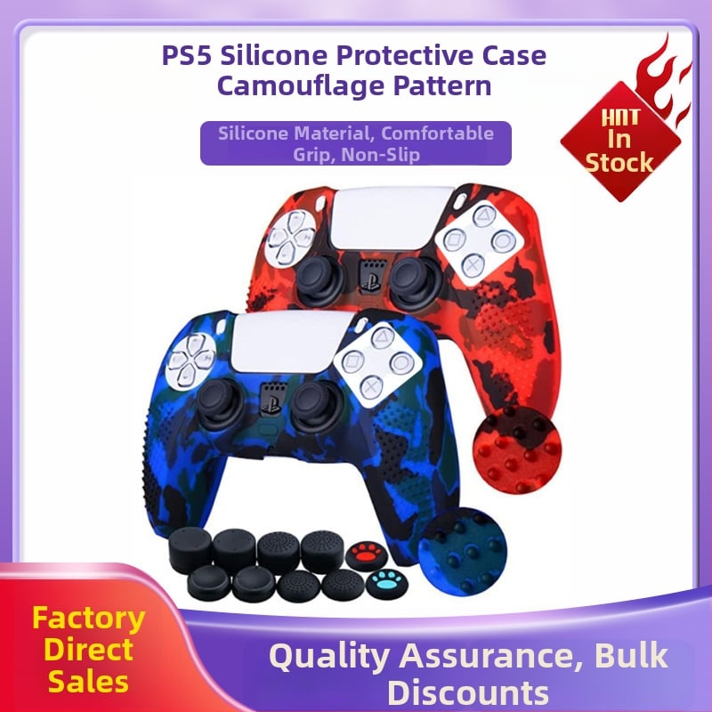 PS5 kontrolleri silikoonist kaitsekorpus kamuflaats granuleeritud tekstuuriga