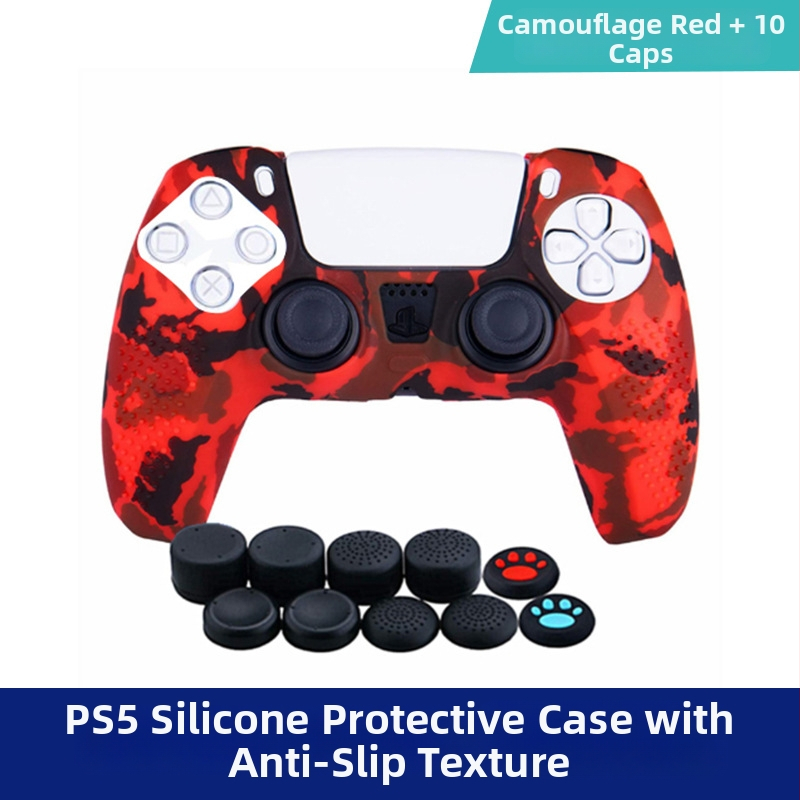 PS5 kontrolleri silikoonist kaitsekorpus kamuflaats granuleeritud tekstuuriga
