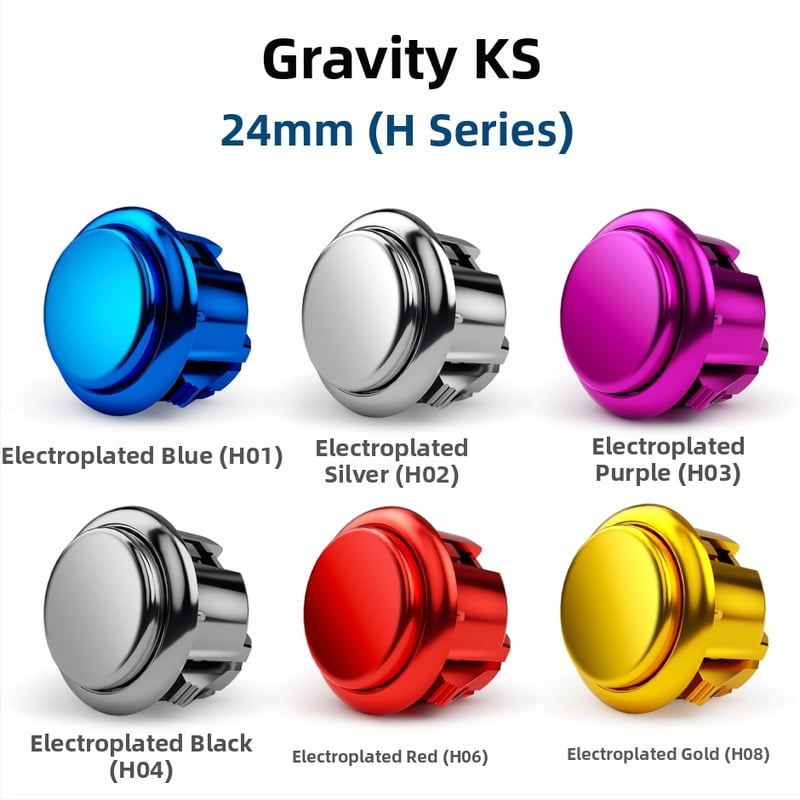 QANBA Gravity KS arkadinis mygtukas - elektroplatingas, mechaninis velenas, tylus