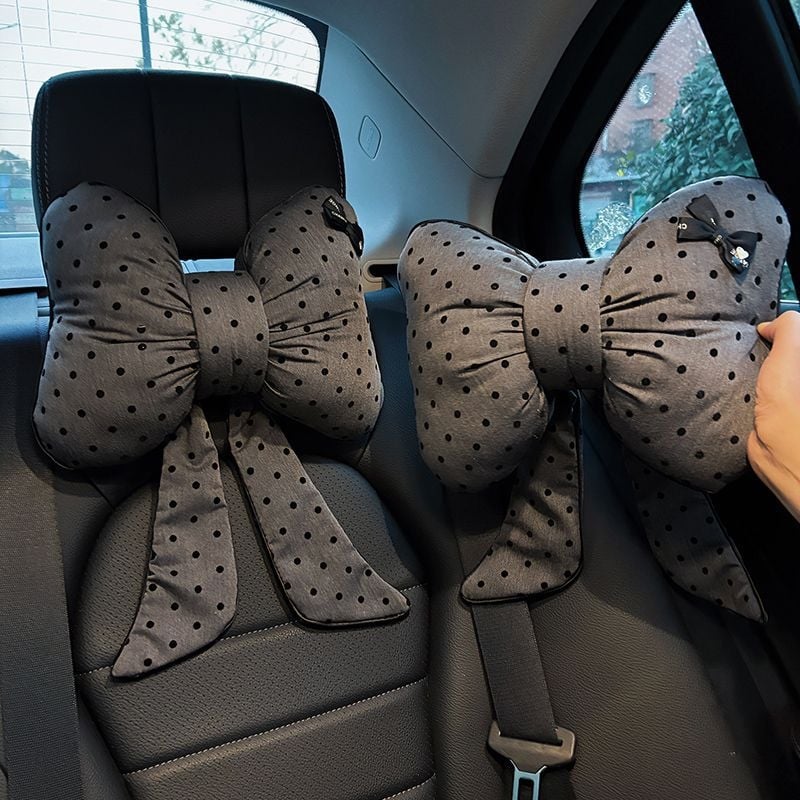 Auto jastuk za glavu i lumbalnu podršku, tkanina navlaka, PP pamuk punjenje, uzorak valovnih točkica, pogodan za sve sezone, jednostavan stil