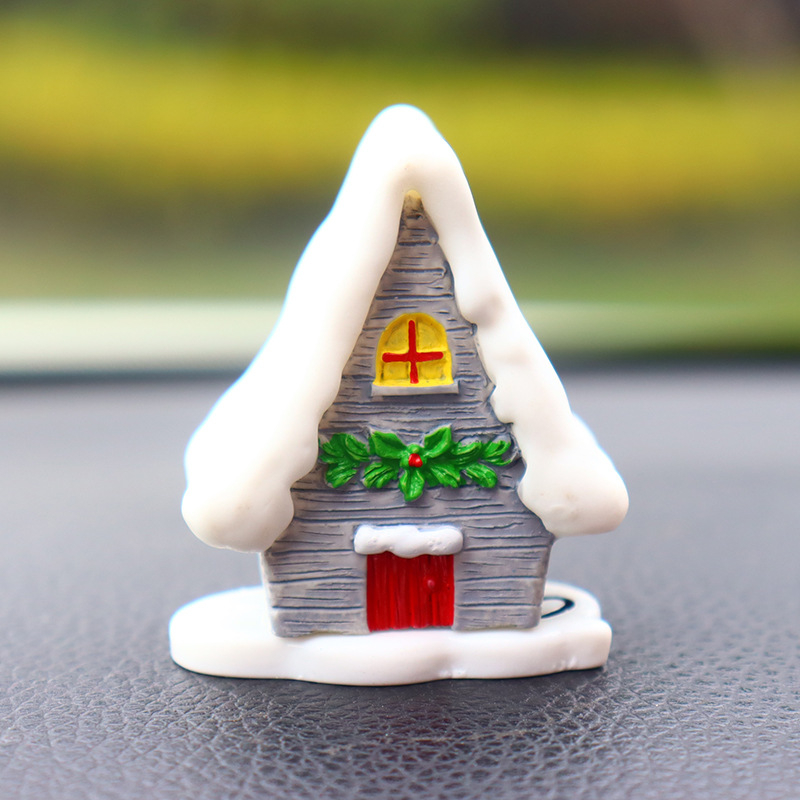 Ziemassvētku automašīnas dekors centrālajai konsolē — karikatūrisks stils, sveķu materiāls, pielāgota apstrāde, Purple Yuchen Lan