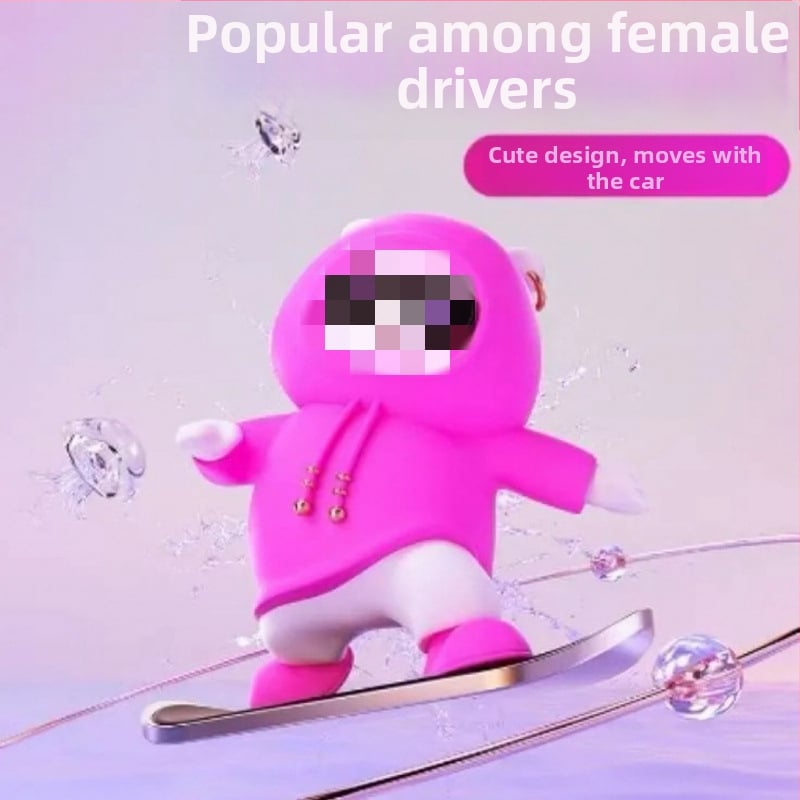 Automašīnas paneļa dekors ar lāci uz slidinoša skeita dēļa, karikatūras stilā, sakausējuma materiāls, dzīvnieku dizains