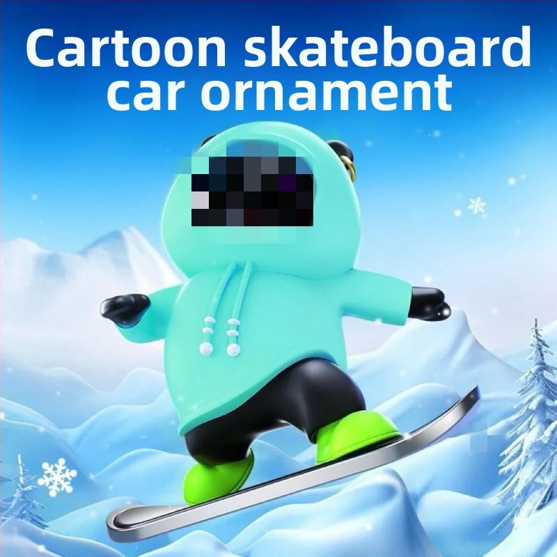 Automašīnas paneļa dekors ar lāci uz slidinoša skeita dēļa, karikatūras stilā, sakausējuma materiāls, dzīvnieku dizains