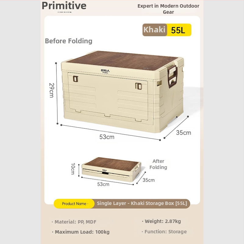 Auto pakiruumi korraldaja integreeritud telkimislauaga – 50–60 L, PP materjal, mudel AJP06, kaasaskantav