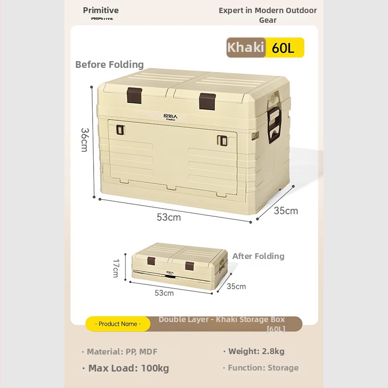 Auto pakiruumi korraldaja integreeritud telkimislauaga – 50–60 L, PP materjal, mudel AJP06, kaasaskantav