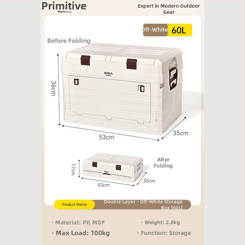 Auto pakiruumi korraldaja integreeritud telkimislauaga – 50–60 L, PP materjal, mudel AJP06, kaasaskantav