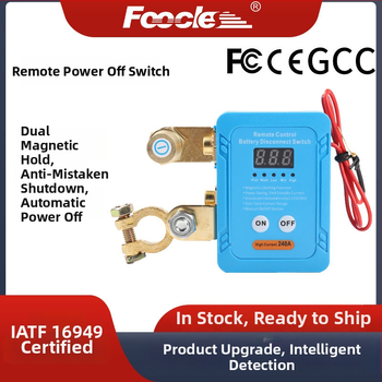 FOOCLES automašīnas akumulatora negatīvā pola atslēga ar 12V attālināto vadību un manuālu darbību, gudrais strāvas slēdzis, kas novērš enerģijas zudumu un noplūdi, modeļi FLS764/FLS765