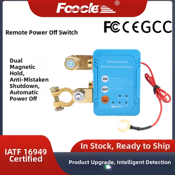 FOOCLES automašīnas akumulatora negatīvā pola atslēga ar 12V attālināto vadību un manuālu darbību, gudrais strāvas slēdzis, kas novērš enerģijas zudumu un noplūdi, modeļi FLS764/FLS765