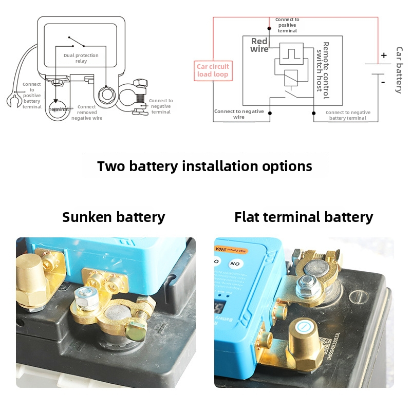 FOOCLES automašīnas akumulatora negatīvā pola atslēga ar 12V attālināto vadību un manuālu darbību, gudrais strāvas slēdzis, kas novērš enerģijas zudumu un noplūdi, modeļi FLS764/FLS765