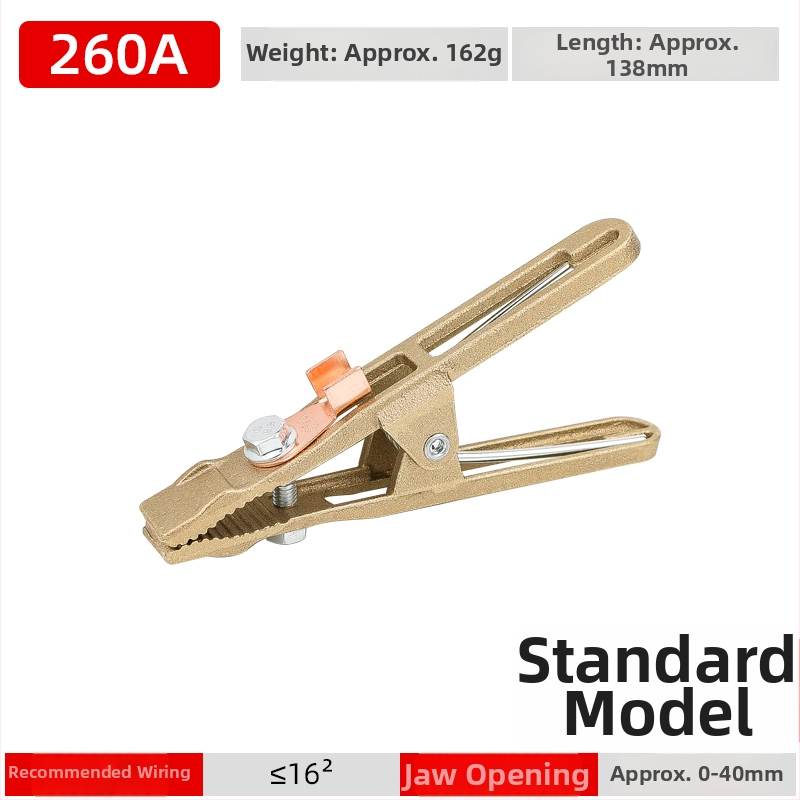 Pilnīgi vara zemējuma skava ar A-formu, paredzēta metināšanai un automašīnas akumulatora palaišanai, Alligator klips