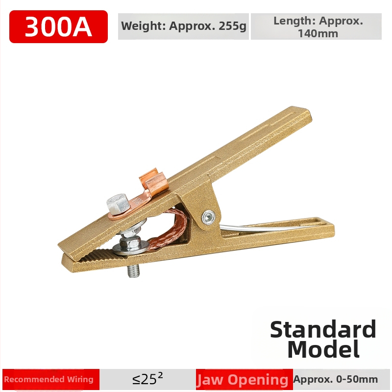 Pilnīgi vara zemējuma skava ar A-formu, paredzēta metināšanai un automašīnas akumulatora palaišanai, Alligator klips