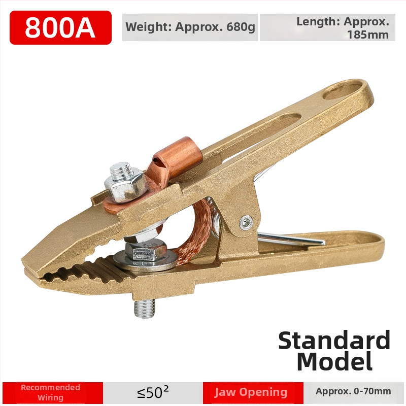 Pilnīgi vara zemējuma skava ar A-formu, paredzēta metināšanai un automašīnas akumulatora palaišanai, Alligator klips