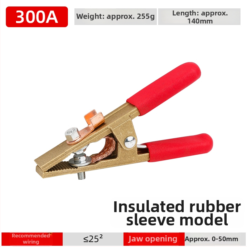 Pilnīgi vara zemējuma skava ar A-formu, paredzēta metināšanai un automašīnas akumulatora palaišanai, Alligator klips