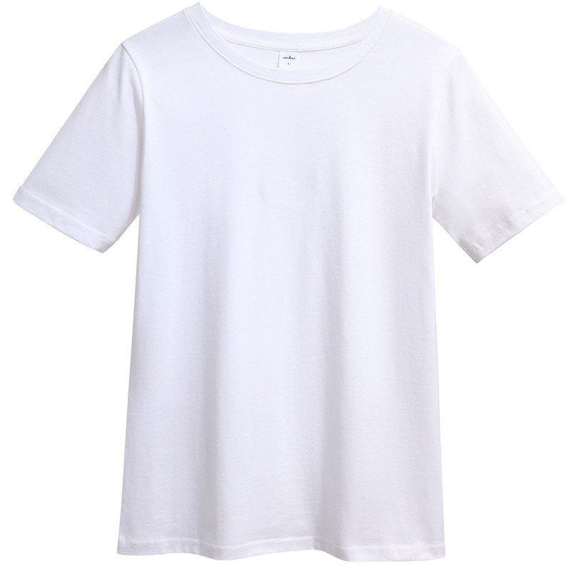 Sieviešu kokvilnas T-krekls ar īsām piedurknēm, apaļā kakla izgriezums, taisa griezuma, 95%+ kokvilna