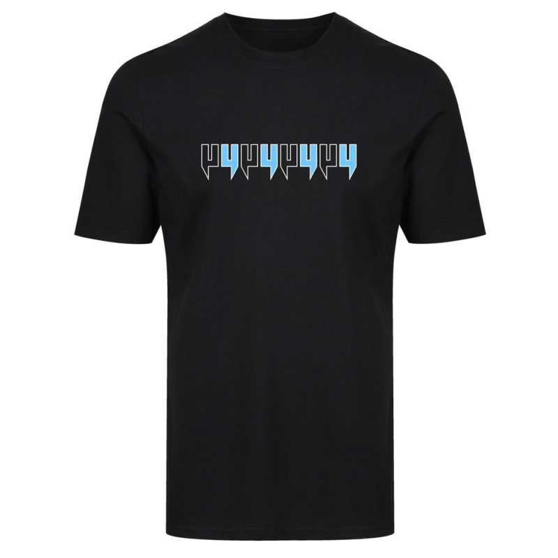 Poliestera T-krekls ar priekšā un aizmugurē drukātiem burtiem, apaļš kakla izgriezums, īsas piedurknes, karstspiedes druka