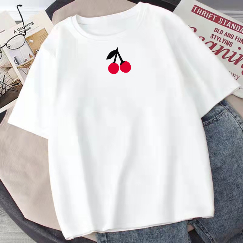 Sieviešu kokvilnas T-krekls brīvās piegriezes, īsām piedurknēm, apaļš kakla izgriezums, apdrukas raksts