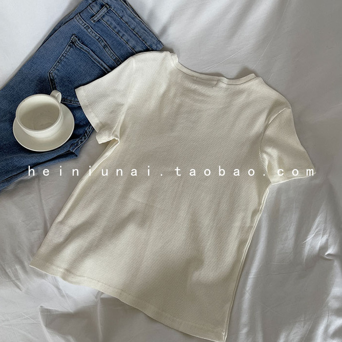 Sievietes T-krekls ar apaļu kaklu, īsām piedurknēm, šaurs griezums, elastīgs adījums, viskoze 90–95%