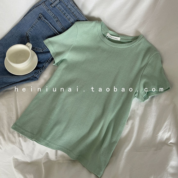 Sievietes T-krekls ar apaļu kaklu, īsām piedurknēm, šaurs griezums, elastīgs adījums, viskoze 90–95%