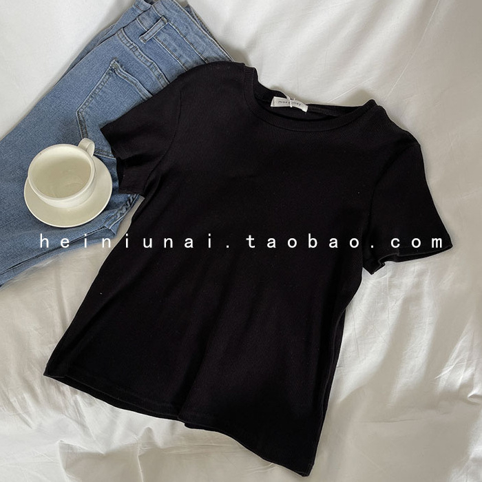 Sievietes T-krekls ar apaļu kaklu, īsām piedurknēm, šaurs griezums, elastīgs adījums, viskoze 90–95%