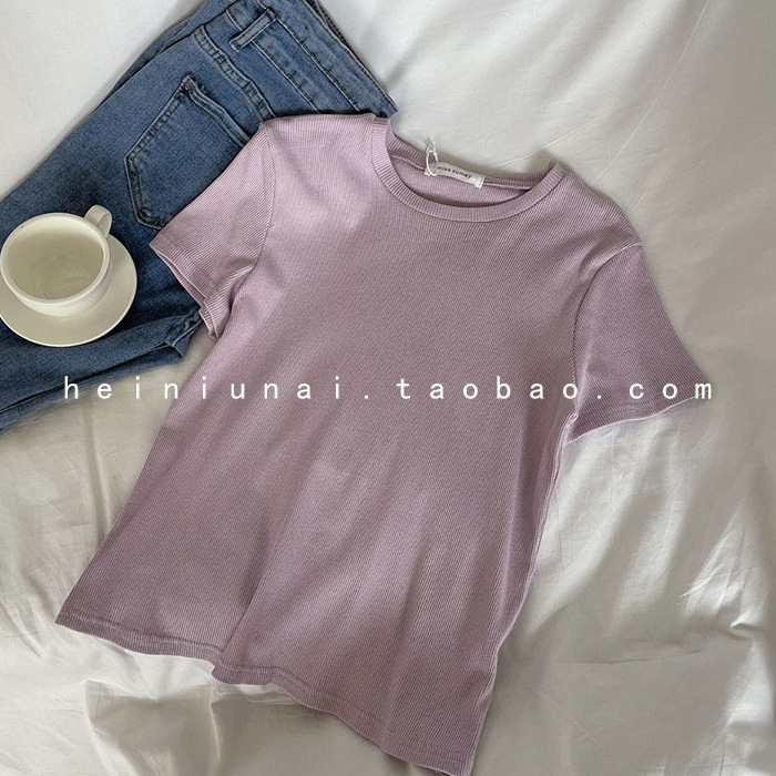 Sievietes T-krekls ar apaļu kaklu, īsām piedurknēm, šaurs griezums, elastīgs adījums, viskoze 90–95%