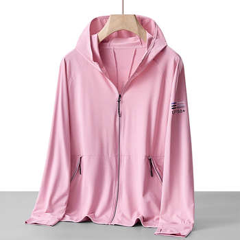 Kapucēta vasaras UV aizsardzības vējjaka, plāna poliestera maisījuma audums, elpojoša, ātri žūst, piemērots āra ceļojumiem