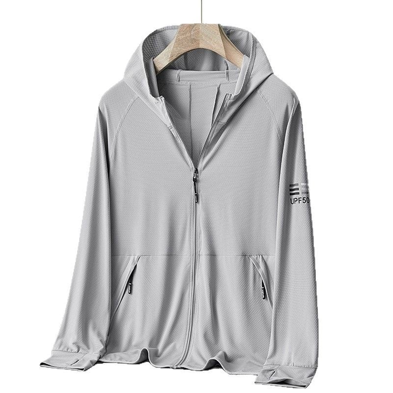 Kapucēta vasaras UV aizsardzības vējjaka, plāna poliestera maisījuma audums, elpojoša, ātri žūst, piemērots āra ceļojumiem