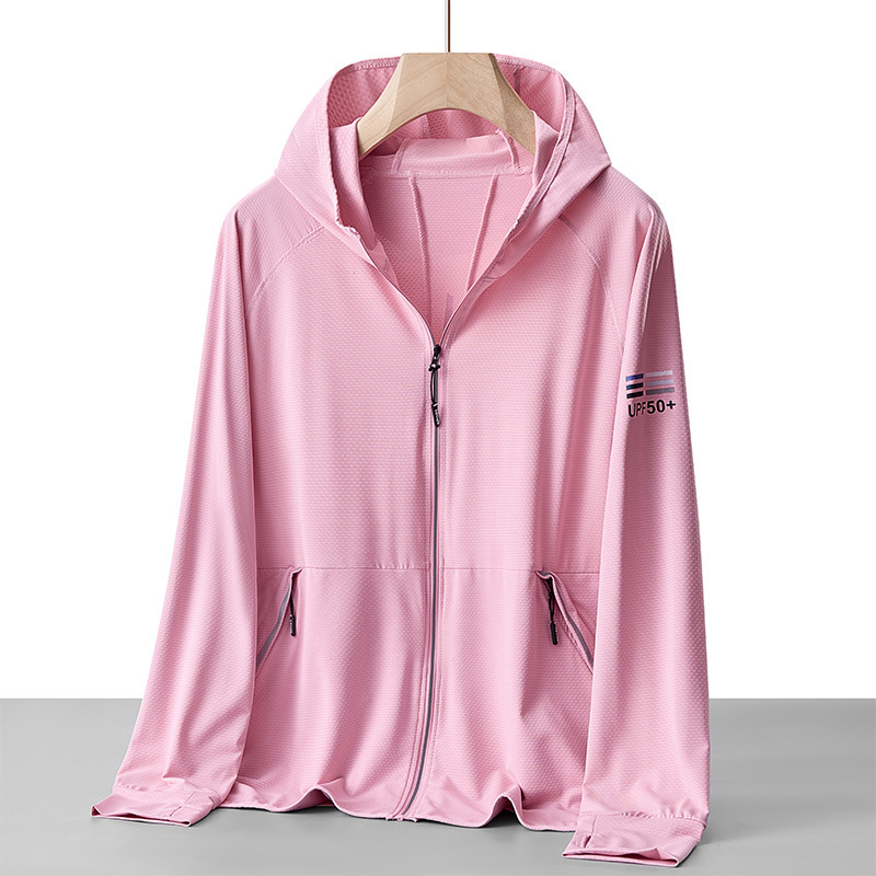 Kapucēta vasaras UV aizsardzības vējjaka, plāna poliestera maisījuma audums, elpojoša, ātri žūst, piemērots āra ceļojumiem