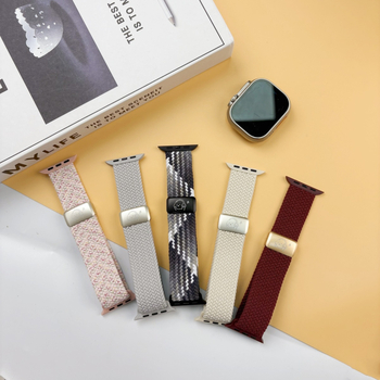 Remen za Apple Watch S8/S9, najlonski pleteni, laserski graviran, magnetska kopča