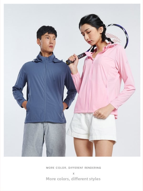 Uniszex nylon napvédő kabát, kapucnival, légáteresztő, UV50+, gyorsan száradó