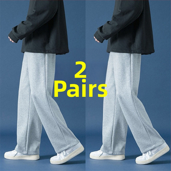 Meeste püksid, vaba lõige, puuvill, 2024 kevad, moodne lihtne stiil