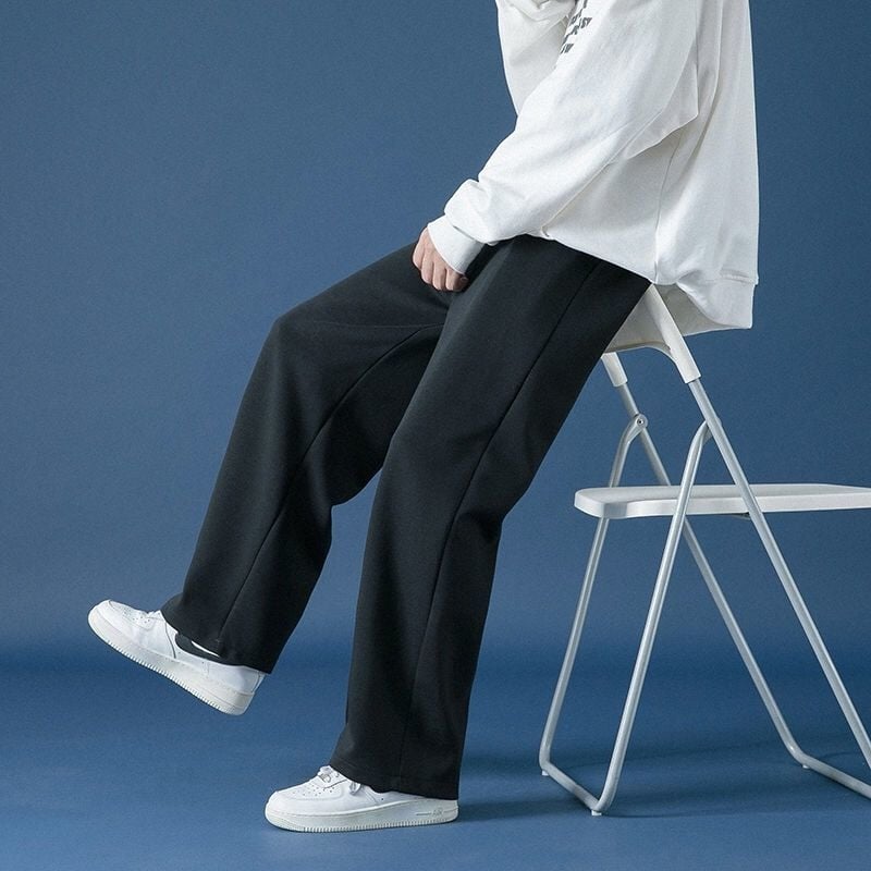 Meeste püksid, vaba lõige, puuvill, 2024 kevad, moodne lihtne stiil