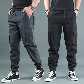 Férfi fleece-bélelt vastag jogger nadrág, magas derekú, egyenes szabású, bambusz rost és poliészter keverék