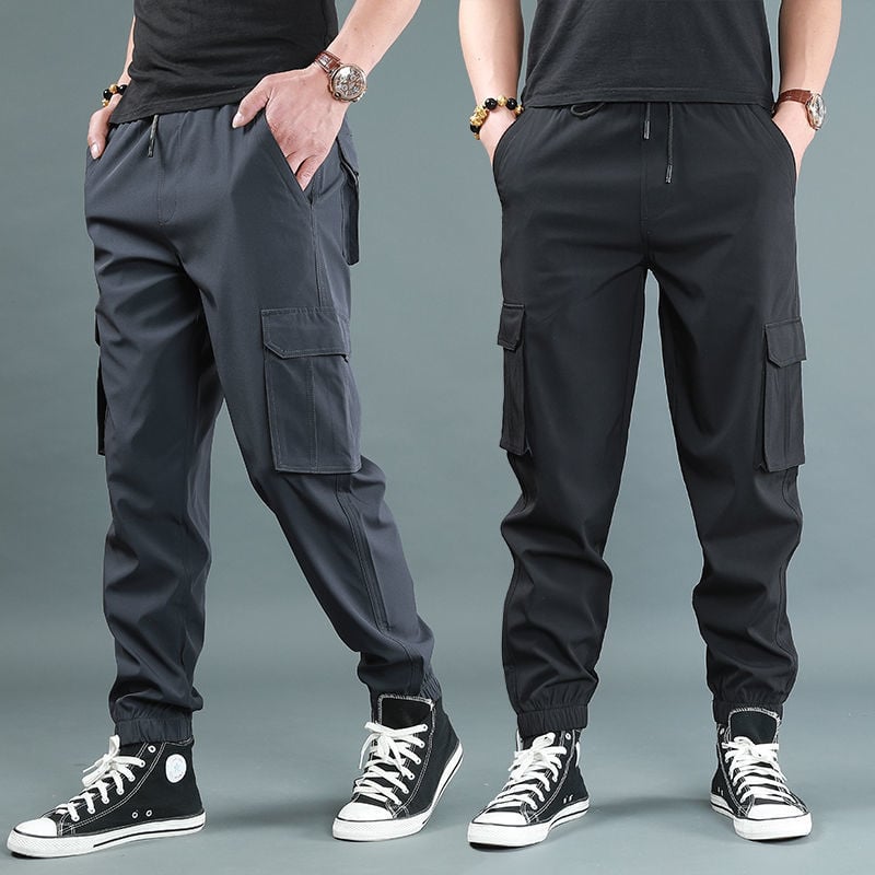 Férfi fleece-bélelt vastag jogger nadrág, magas derekú, egyenes szabású, bambusz rost és poliészter keverék