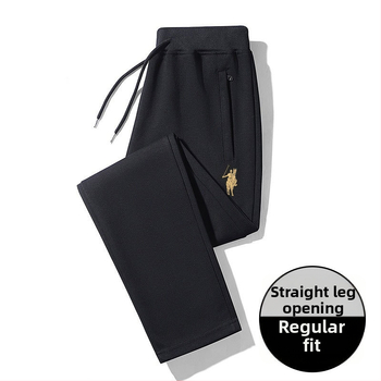 Férfi sportos nadrág egyenes szabású, 95% pamut, középmagas derék, zárható kötőszalag