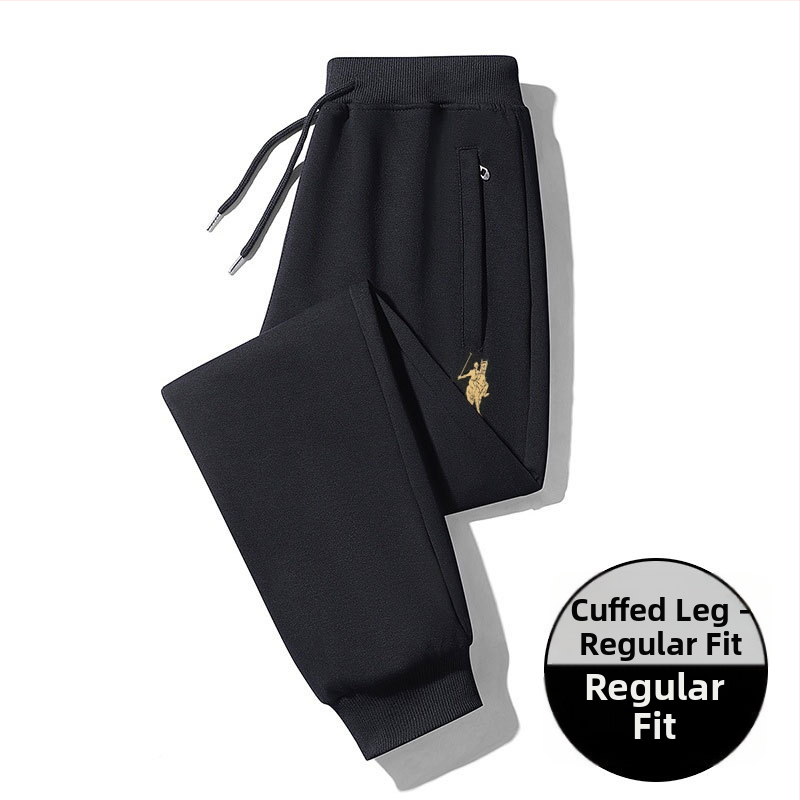 Férfi sportos nadrág egyenes szabású, 95% pamut, középmagas derék, zárható kötőszalag