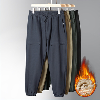 Férfi fleece-béléssel ellátott túranadrág, egyenes szárú, középmagas derekú, téli 2025, fő anyag nylon 90%