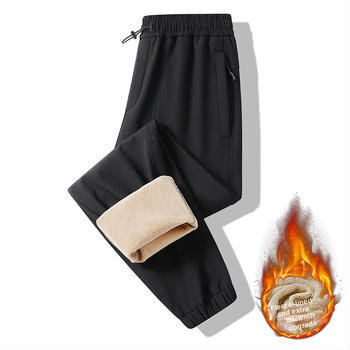 Férfi fleece-béléssel ellátott túranadrág, egyenes szárú, középmagas derekú, téli 2025, fő anyag nylon 90%