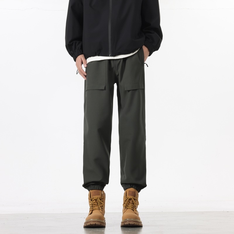 Férfi fleece-béléssel ellátott túranadrág, egyenes szárú, középmagas derekú, téli 2025, fő anyag nylon 90%