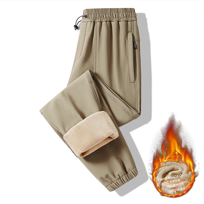 Férfi fleece-béléssel ellátott túranadrág, egyenes szárú, középmagas derekú, téli 2025, fő anyag nylon 90%