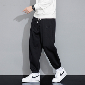 Férfi pamutkeverék casual sportnadrág őszre, egyenes szabás, középső derék, húzózsinóros zárás