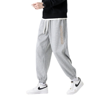 Férfi pamutkeverék casual sportnadrág őszre, egyenes szabás, középső derék, húzózsinóros zárás