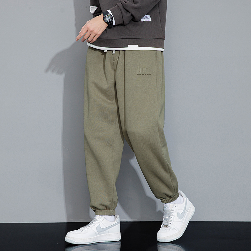 Férfi pamutkeverék casual sportnadrág őszre, egyenes szabás, középső derék, húzózsinóros zárás