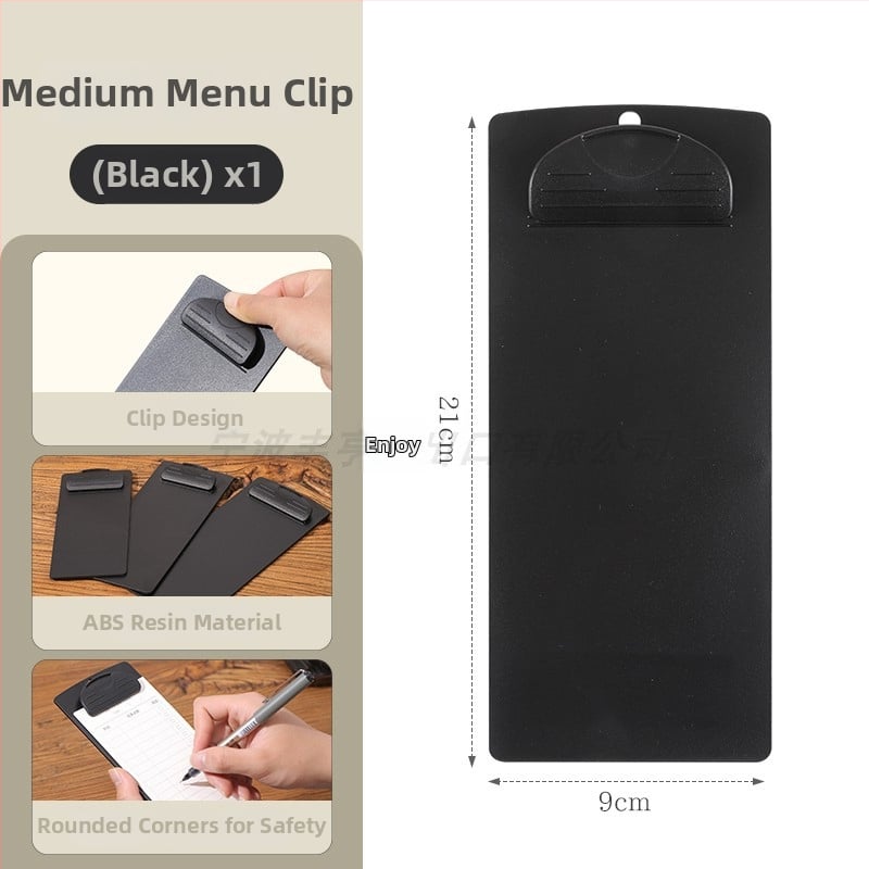 Plastikinis meniu laikiklis su 6 skylėmis užpakalyje, skirtas A5 popieriui, spaustuko dydis 9