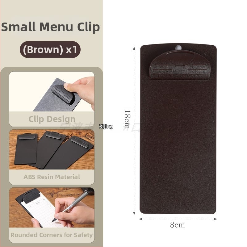 Plastikinis meniu laikiklis su 6 skylėmis užpakalyje, skirtas A5 popieriui, spaustuko dydis 9