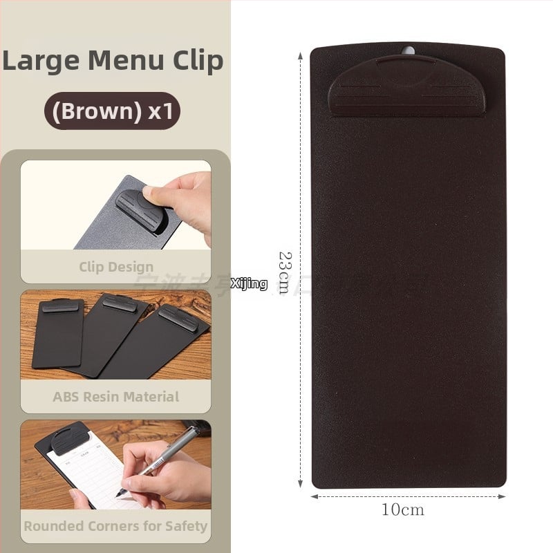 Plastikinis meniu laikiklis su 6 skylėmis užpakalyje, skirtas A5 popieriui, spaustuko dydis 9