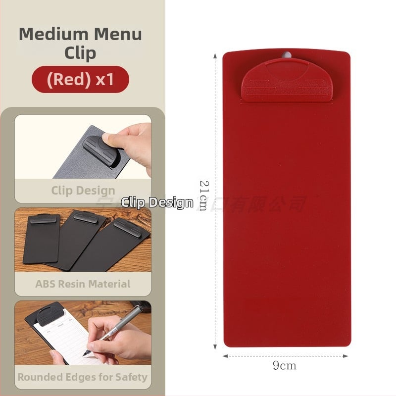 Plastikinis meniu laikiklis su 6 skylėmis užpakalyje, skirtas A5 popieriui, spaustuko dydis 9