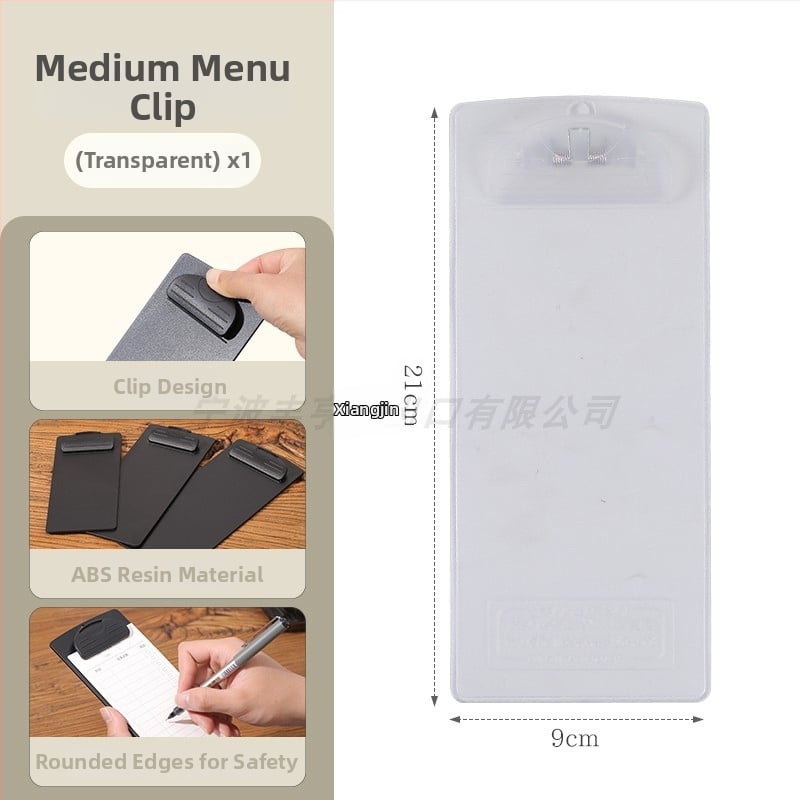 Plastikinis meniu laikiklis su 6 skylėmis užpakalyje, skirtas A5 popieriui, spaustuko dydis 9