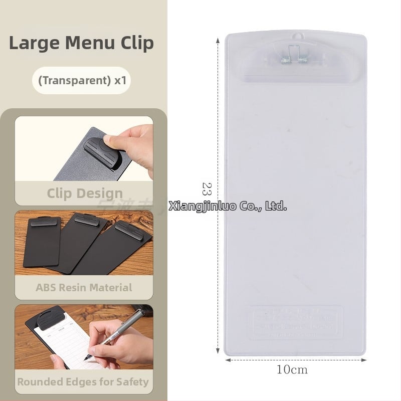 Plastikinis meniu laikiklis su 6 skylėmis užpakalyje, skirtas A5 popieriui, spaustuko dydis 9