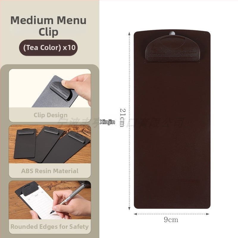 Plastikinis meniu laikiklis su 6 skylėmis užpakalyje, skirtas A5 popieriui, spaustuko dydis 9