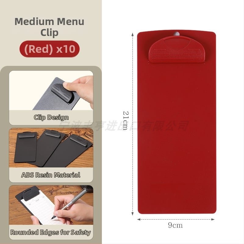 Plastikinis meniu laikiklis su 6 skylėmis užpakalyje, skirtas A5 popieriui, spaustuko dydis 9